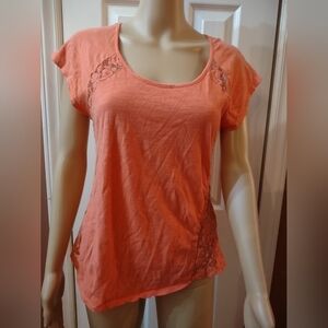 W.f. women's size large orange lace accent blouse shirt top